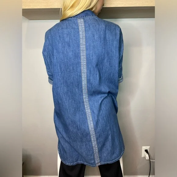 Guess Longline Button Down Denim Tunic. - Picture 5 of 8
